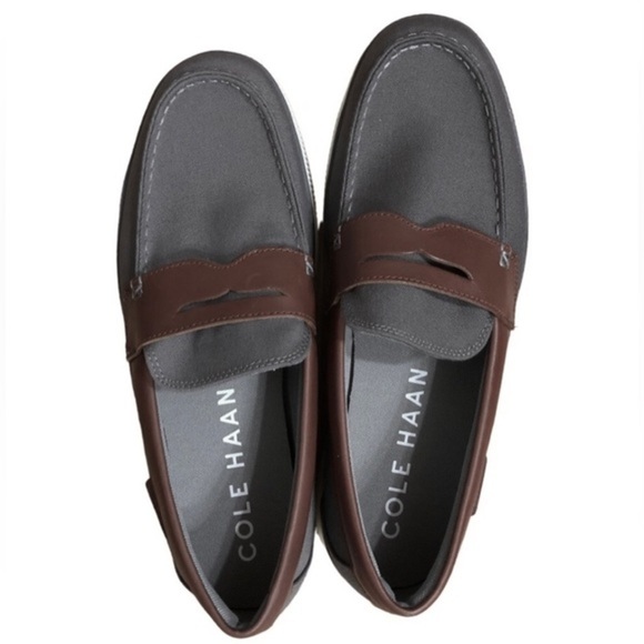 Cole haan men’s grey‎ & brown nantucket penny loafers new size 10.5 brand new main image 7